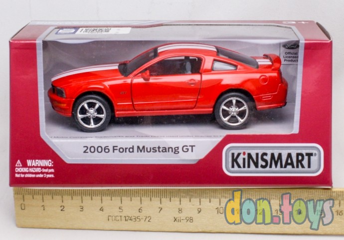 ​Машинка металлическая KINSMART инерция, 1:38 Ford Mustang GT, арт. 5091, фото 2