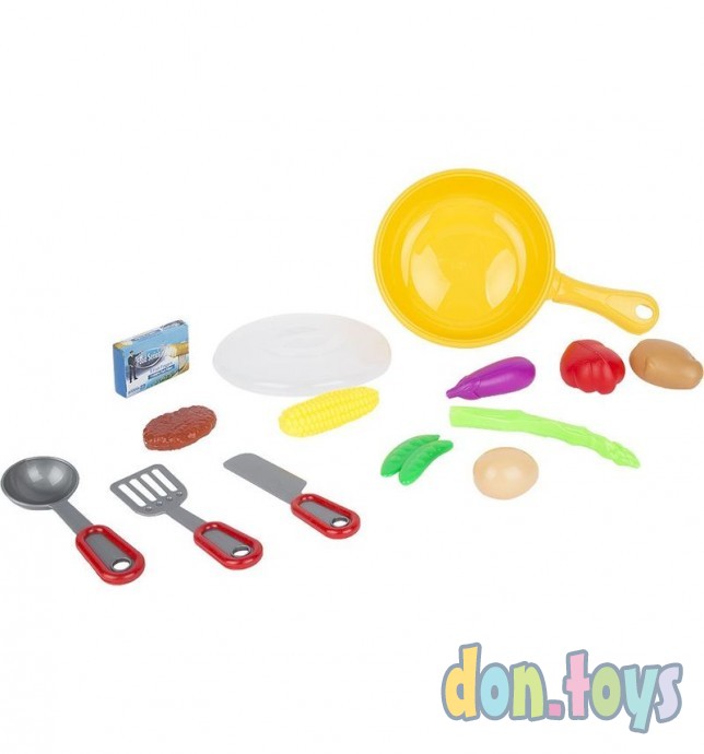 ​Игровой набор посуды и продуктов, упакованной в сковороде с крышкой, фото 2