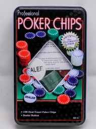 "Набор для покера Poker chips в металлическом футляре, 100 фишек" ИН-3727