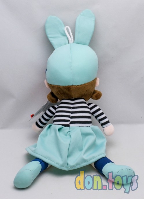 ​Кукла мягкая в шапочке с ушками, сиреневое платье, фото 3