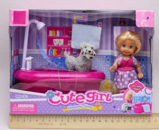 ​Игровой набор Кукла 11 см с ванной и собачкой
