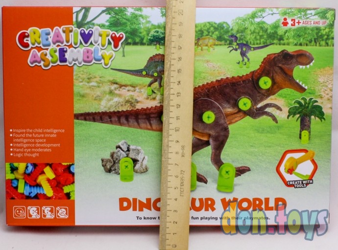 ​Конструктор винтовая мозаика «Мир динозавров», 4 карточки, 3 инструмента, арт. 7076764, фото 3