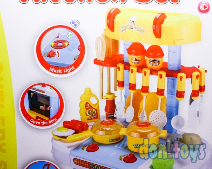 ​Детская игровая кухня, 3 в 1 арт. LY202, 27 предметов, в чемоданчике, с продуктами, свет, звук, фото 13