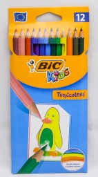 ​Карандаши 12 цветов BIC Kids Tropicolors, детские, шестигранные, ударопрочные, арт. 1314701