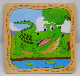 Пазл-рамка деревянная. 15x15 Крокодил (16 деталей), арт. G125