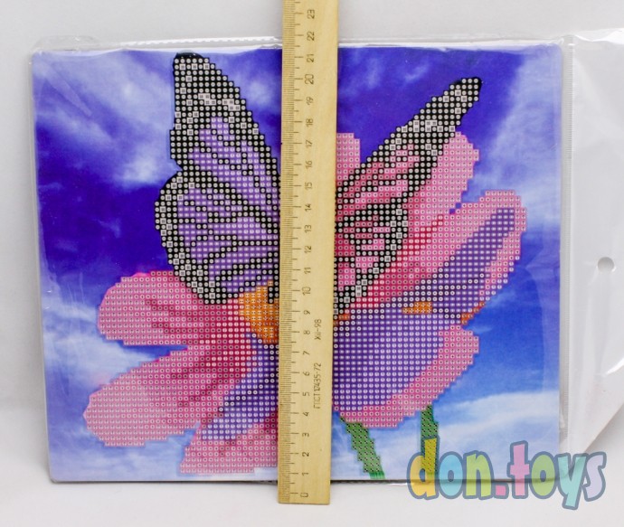 ​Алмазная мозаика 21х25см на картоне, частичное заполнение Бабочка на цветке, арт. НД-1460, фото 2