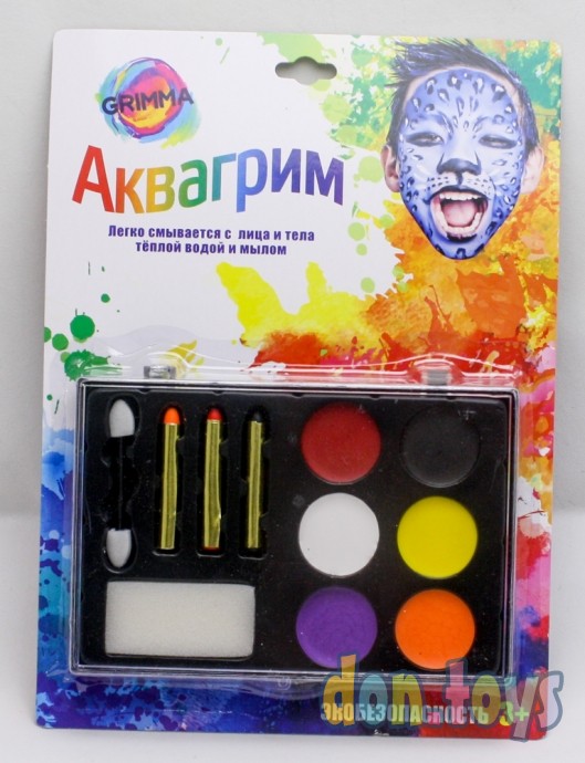 ​Набор аквагрима Краски для детей, 6 цветов, карандаш 3 шт, арт. КС-4626, фото 1