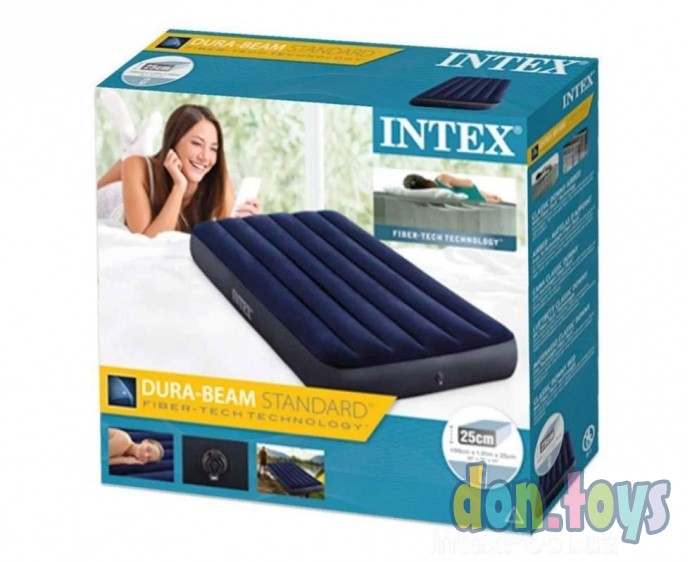 Матрас надувной INTEX Classic Downy Bed, односпальный, 99 х 191 х 25 см, арт.  64757, фото 1