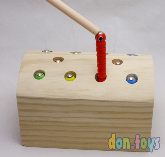 ​Магнитная игра "Поймай червячка" в деревянном сундуке, фото 3
