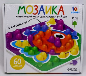 Мозаика круглая, 60 элементов с карточками, 6 цветов, арт. 7078333
