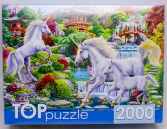 ​TOPpuzzle. ПАЗЛЫ 2000 элементов. Единороги в восточном саду, арт. ХТП2000-1593