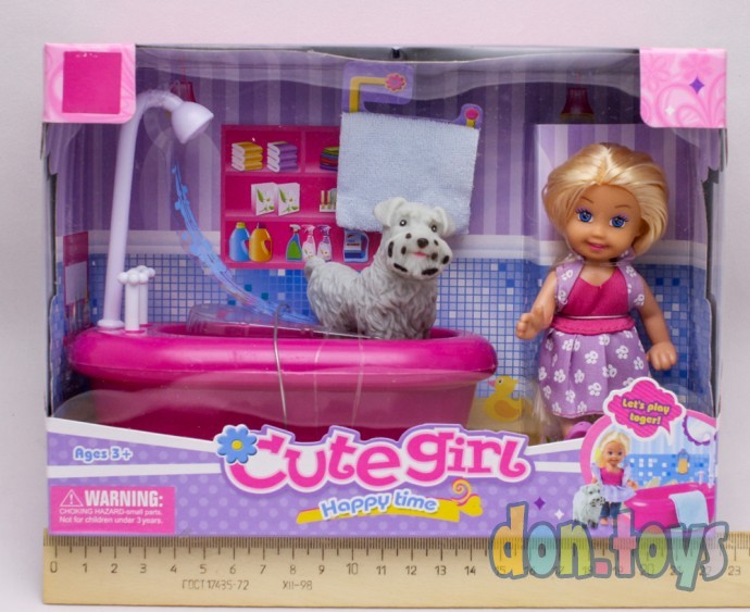 ​Игровой набор Кукла 11 см с ванной и собачкой, фото 1