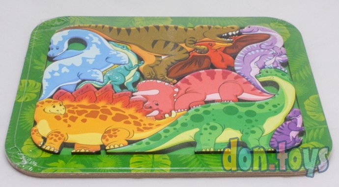 ​Деревянный зоопазл "Динозавры", 9 деталей, фото 4