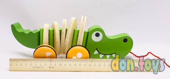 Деревянная игрушка Каталка Крокодил, арт. MD0988, фото 6