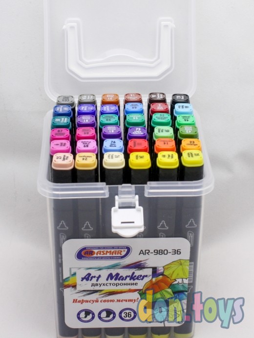 ​Маркеры для скетчинга ART MARKER ASMAR, 36 цв, двусторонние, арт. AR-980-36, фото 6