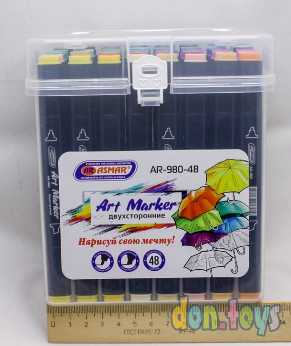 ​Маркеры для скетчинга ART MARKER ASMAR, 48 цв, двусторонние, арт. AR-980-48, фото 4