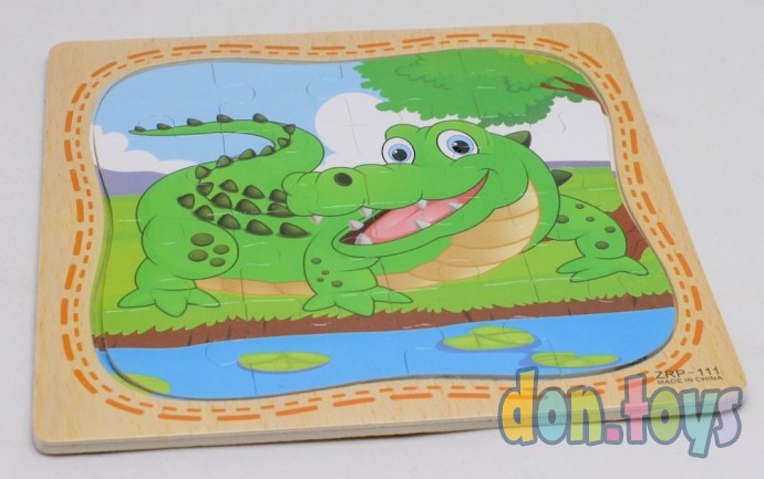 Пазл-рамка деревянная. 15x15 Крокодил (16 деталей), арт. G125, фото 2