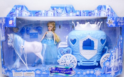 ​Карета голубая с лошадкой и куклой арт.689F-2