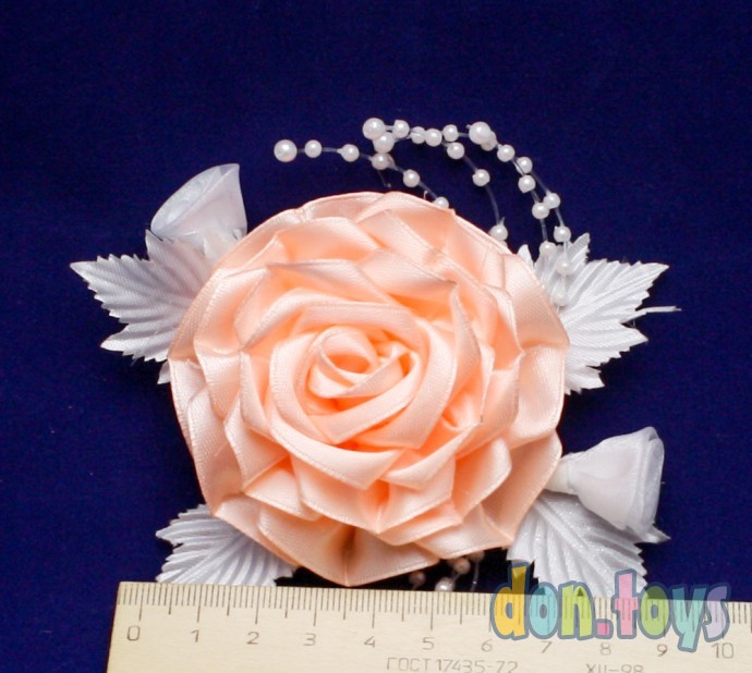​Брошь Нежно-оранжевая роза с декором, фото 3