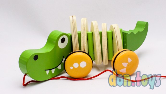 Деревянная игрушка Каталка Крокодил, арт. MD0988, фото 1