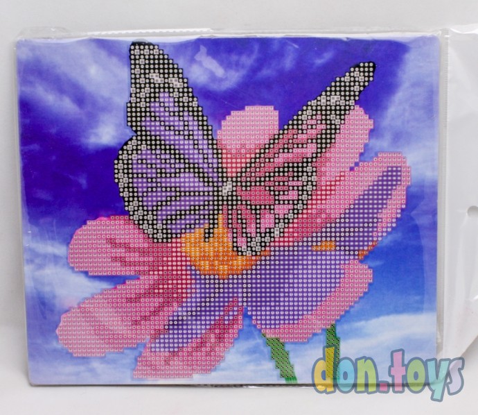 ​Алмазная мозаика 21х25см на картоне, частичное заполнение Бабочка на цветке, арт. НД-1460, фото 1