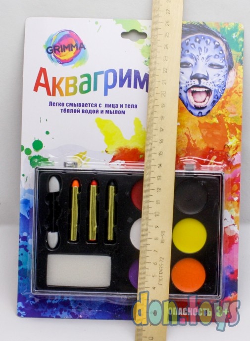 ​Набор аквагрима Краски для детей, 6 цветов, карандаш 3 шт, арт. КС-4626, фото 3