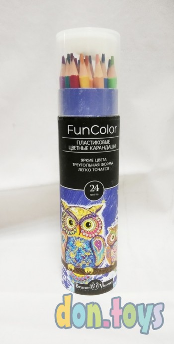 ​Карандаши цветные 24 цвета Funcolor пластиковые, в картонной тубе, арт. 4808843, фото 1