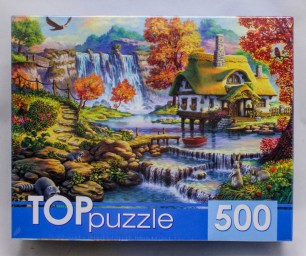 ​TOPpuzzle Пазлы 500 элементов, Домик и водопад, арт. ХТП500-4232