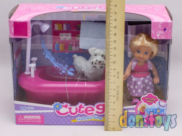 ​Игровой набор Кукла 11 см с ванной и собачкой, фото 3